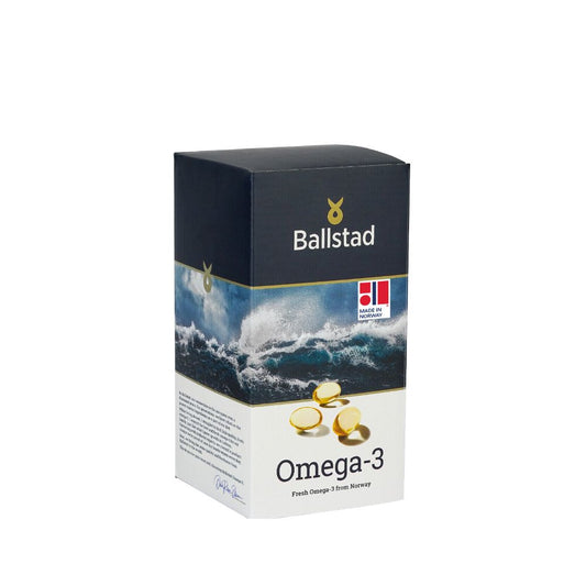 Ballstad Omega-3 Fischöl-Kapseln in der Produktverpackung