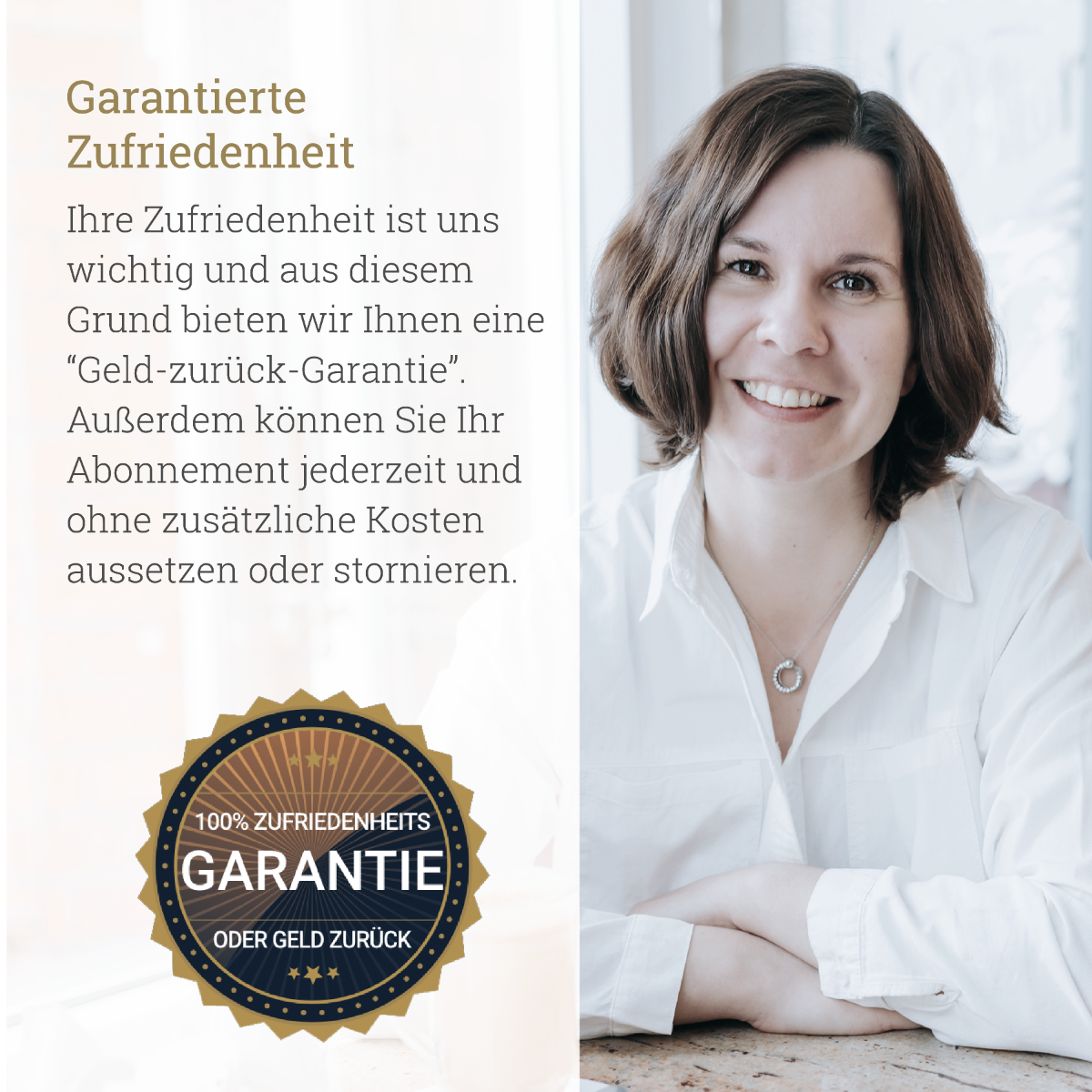 Ballstad-Markenbild mit Frau und Anbieterinformationen