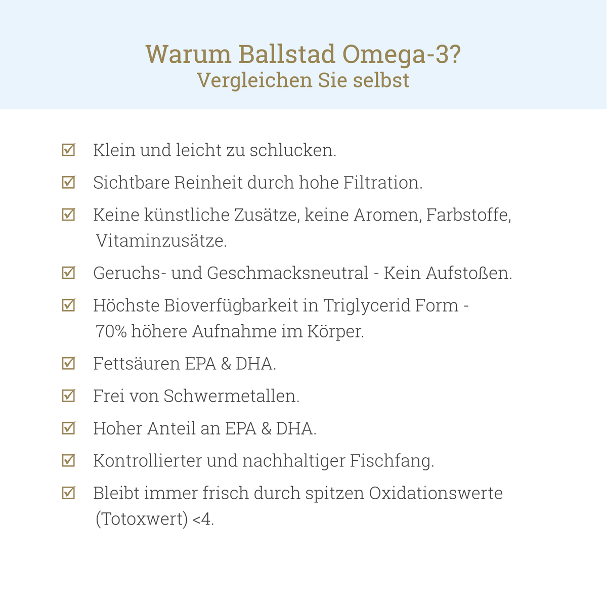 Ballstad Omega-3: Übersicht der Produktangaben