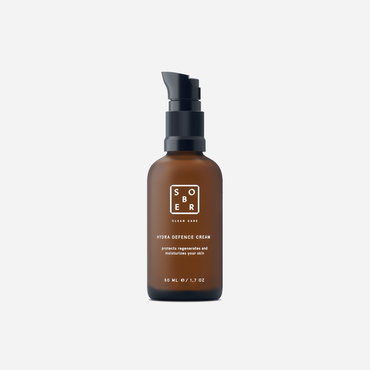 Hydra Defence Cream von sober: Pumpflasche auf weißem Hintergrund