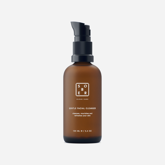 sober Gentle Facial Cleanser in brauner Pumpflasche